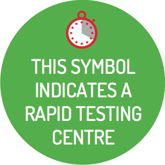 This symbol indicates a rapid testing centre